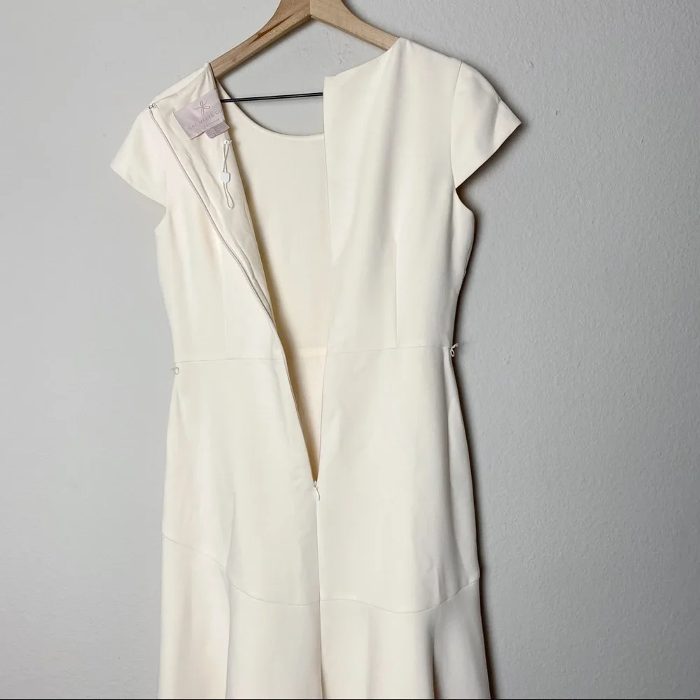Gal Meets Glam Cecilia Off-White Crepe Belted Midi Dress - Picture 15 of 16